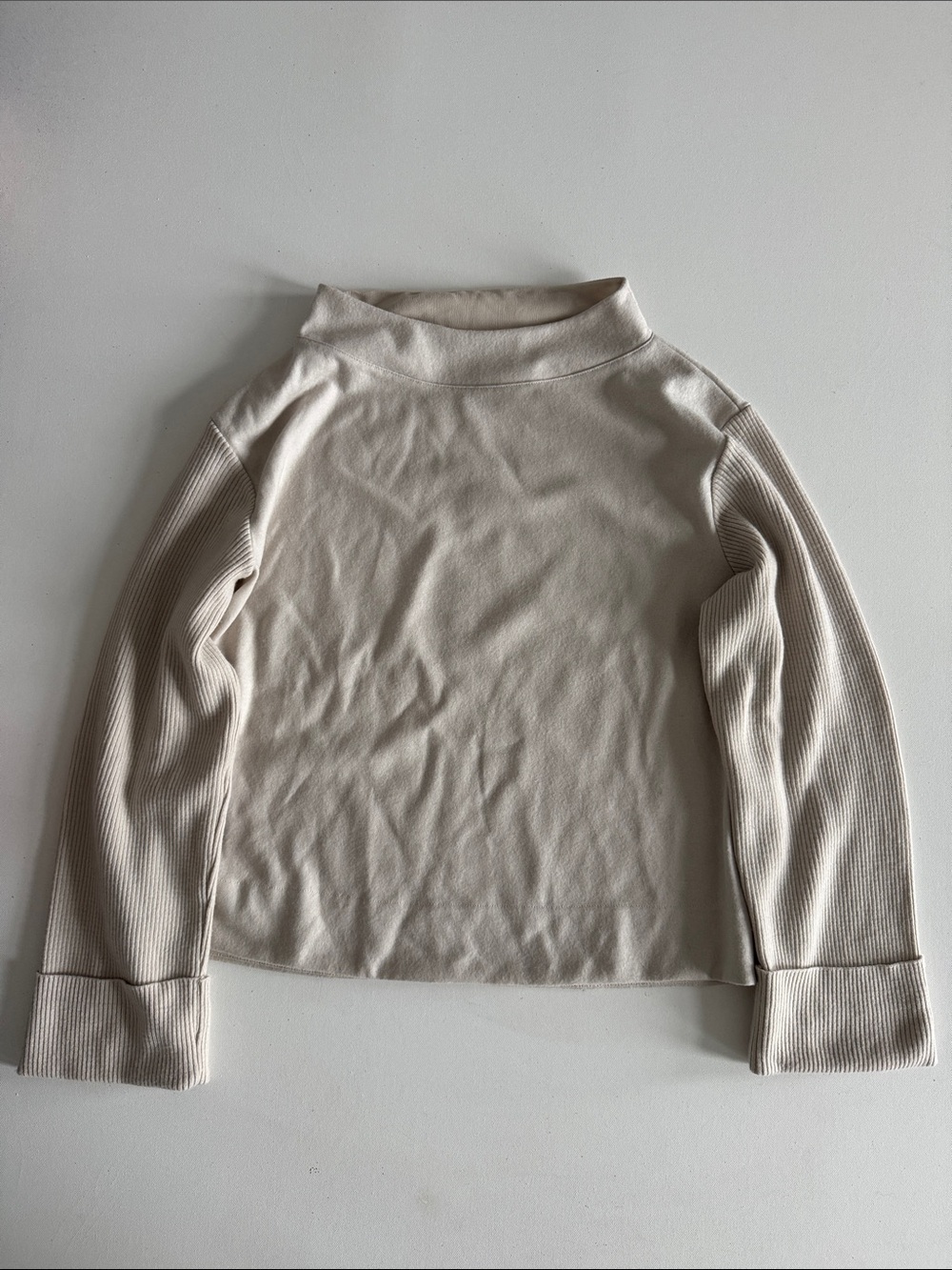 Transit Par Such 100% Virgin Wool Mock Neck Top–Cream / Off-White/ Made in Italy